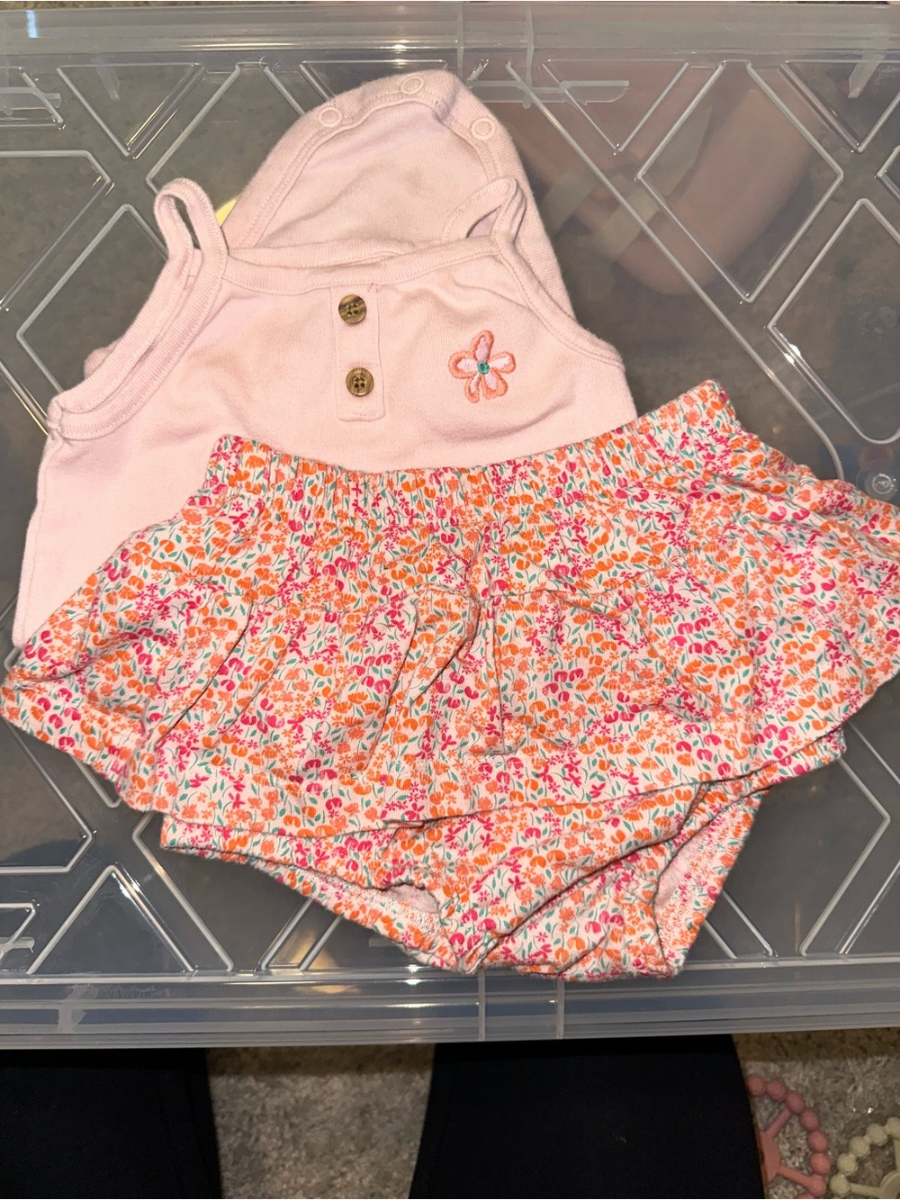 Carters Baby Girls Pink Floral Ruffle Bloomers Set